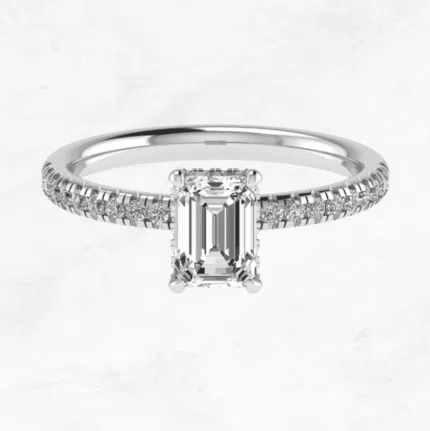 Elegant Pavé Emerald Cut Ring