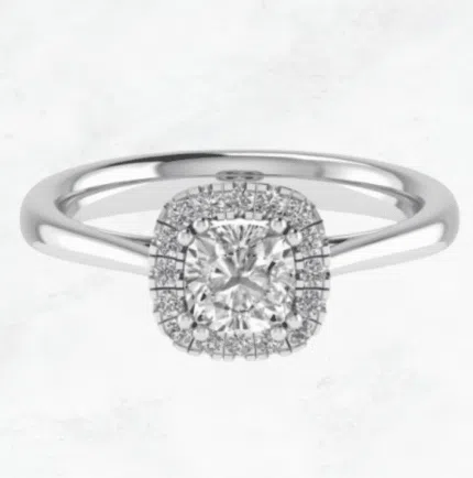 Halo Cushion Cut Diamond Ring