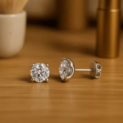 Elegant 3-Prong Round Diamond Earring Settings