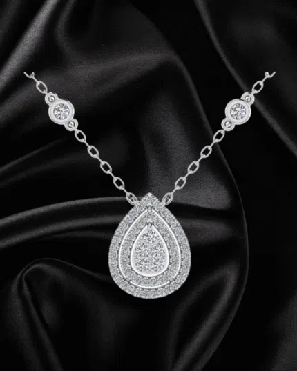 Double Halo Pear Pendant